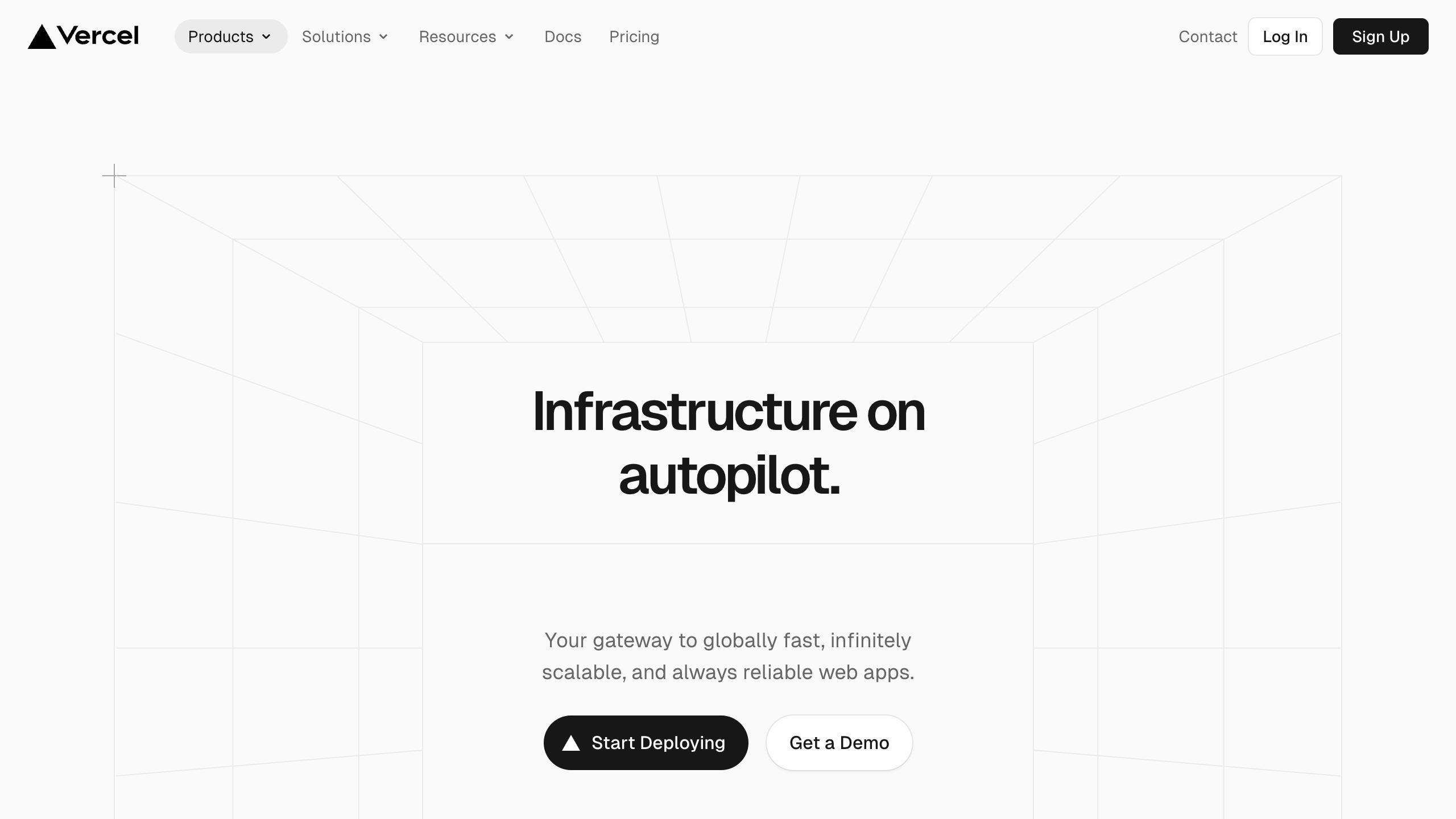 vercel managed infrastructure interface, desktop light fold screenshot